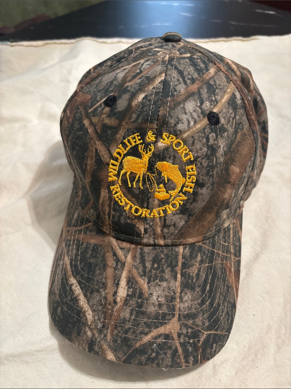 Pacifica Camouflage Baseball Cap with Yellow Embroidery